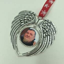 Memorial Angel Wings Hanging Decoration, Loving Memory Photo Memorial, Christmas Bauble - thumbnail 2