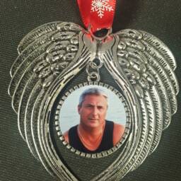 Memorial Angel Wings Hanging Decoration, Loving Memory Photo Memorial, Christmas Bauble - thumbnail 3