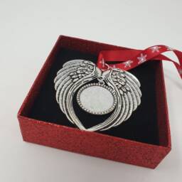 Memorial Angel Wings Hanging Decoration, Loving Memory Photo Memorial, Christmas Bauble - thumbnail 4