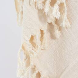 Natural Undyed Cotton Turkish Towel, Cream Beach Soft Neutral Blanket, Handwoven Sofa Throw, White Housewarming Gift - thumbnail 2