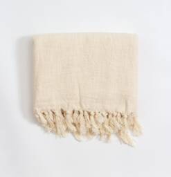 Natural Undyed Cotton Turkish Towel, Cream Beach Soft Neutral Blanket, Handwoven Sofa Throw, White Housewarming Gift