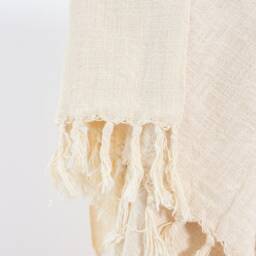 Natural Undyed Cotton Turkish Towel, Cream Beach Soft Neutral Blanket, Handwoven Sofa Throw, White Housewarming Gift - thumbnail 3