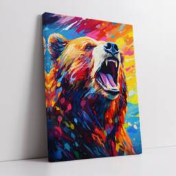 Colorful Grizzly Bear Animal Abstract Oil Painting Splatter Style Wall Art, Framed Canvas Poster Print, Home Kitchen Office Room Decor Gifts - thumbnail 2
