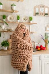 Giant Knit Blanket, Chunky Super Knit Blanket, Wool Merino Wool, Throw, Throw Blanket - thumbnail 1
