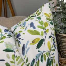Decorative Pillow - Cushion Cover For Sofa, Bed, Window, Chair, Living Room, Green Blue Leaf Design, Panaz Fabric - thumbnail 2