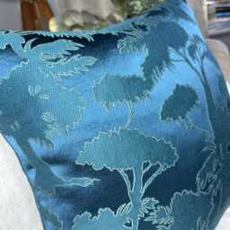 Scatter Cushion Cover, Sofa Pillow Teal Throw Cover By John Lewis Fabric -Dark Peacock Fougere - Double Sided - thumbnail 3