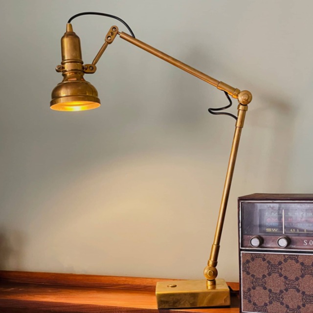 Brass Vintage Table Lamp/Living Room Bedroom Adjustable Work Black - image 1