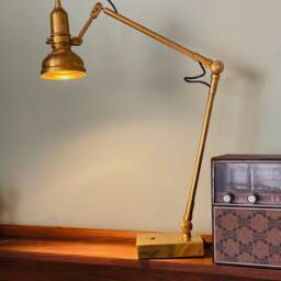 Brass Vintage Table Lamp/Living Room Bedroom Adjustable Work Black - thumbnail 3