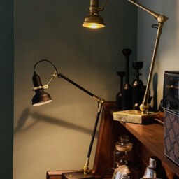 Brass Vintage Table Lamp/Living Room Bedroom Adjustable Work Black - thumbnail 2