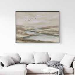 River Valley Poster, Neutral Hills Wall Art, Soft Landscape Print - thumbnail 3