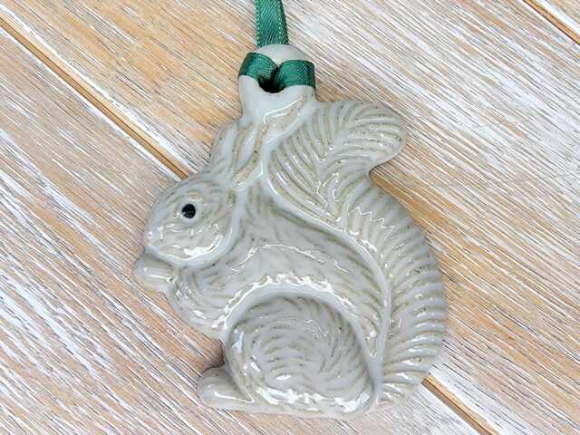 Ceramic White Squirrel Ornament Christmas Xmas Holiday Winter Yule Decor Decoration Lucky - image 1