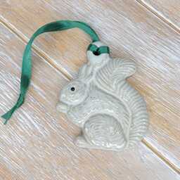 Ceramic White Squirrel Ornament Christmas Xmas Holiday Winter Yule Decor Decoration Lucky - thumbnail 2