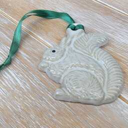 Ceramic White Squirrel Ornament Christmas Xmas Holiday Winter Yule Decor Decoration Lucky - thumbnail 3