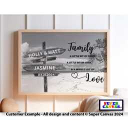 Family Sign Post Personalised Names Portrait Street Beach Picture Wall Art Poster Print Birthday Wedding Mothers Day Gift - thumbnail 2