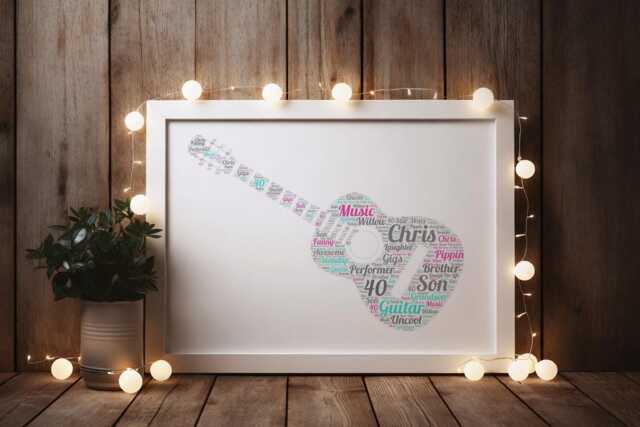 Personalised Guitar Word Art Print Musician Gift, Acoustic Instrument - image 1