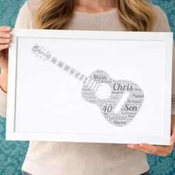Personalised Guitar Word Art Print Musician Gift, Acoustic Instrument - thumbnail 2