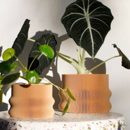 Set Of 2 Homer Plant Pots Ribbed Bioplastic Indoor Planters - thumbnail 2