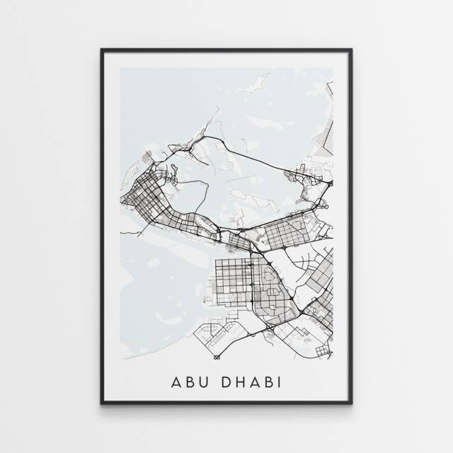 Abu Dhabi Map Print - Minimal Poster Art United Arab Emirates - image 1