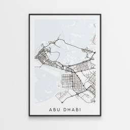 Abu Dhabi Map Print - Minimal Poster Art United Arab Emirates - thumbnail 1