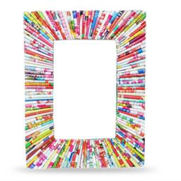 Picture Frame Handmade Decor - Unique Recycled Magazine Paper Gift For First Home & Eco-Friendly Display - thumbnail 2