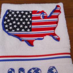 Patriotic Appliqued Hand Towel Usa Flag Decor - thumbnail 2