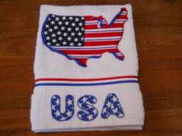 Patriotic Appliqued Hand Towel Usa Flag Decor - thumbnail 1