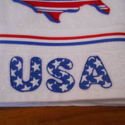 Patriotic Appliqued Hand Towel Usa Flag Decor - thumbnail 3