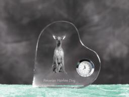 Peruvian Hairless Dog - Crystal Clock in The Shape Of A Heart With Image Pure-Bred Dog - thumbnail 1
