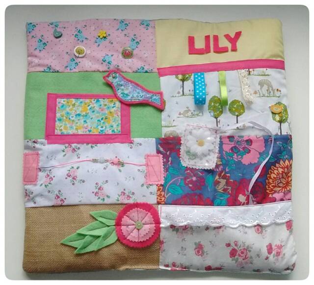 Personalised Dementia Fidget Blanket Mum Alzheimers Quilt Self Care Flower Pillow Activities Gift Nana Present Bird Yellow Summer - image 1