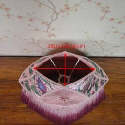 Hand Stitched Peach Lampshade Victorian Style With Rayon Fringe - thumbnail 3