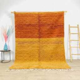 Burnt Orange & Yellow Moroccan Rug, Color Block Berber Carpet, Large Handmade Wool Shag Modern Boho Decor, Custom Minimalist Area Mat
