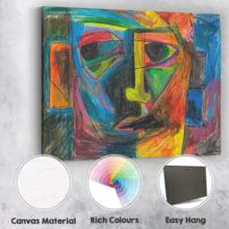 Bold Geometric Cubist Colourful Face Portrait Canvas Wall Art Print Decor Picture Ready To Hang - thumbnail 2