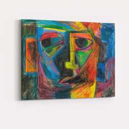Bold Geometric Cubist Colourful Face Portrait Canvas Wall Art Print Decor Picture Ready To Hang - thumbnail 4