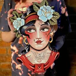 Tattooed Lady Tattoo Style Wall Art Wall Decor Alternative Lady With Tattoos - thumbnail 2