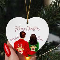 Our First 1st Christmas Couple Ornament, Together Ornaments, Personalised Photo Tree Bauble, 2025 Gifts - thumbnail 2