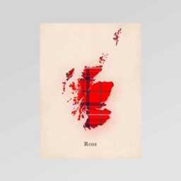 Clan Rose Red Scottish Tartan Map - Of Scotland Family Wall Decor, Ready To Hang - thumbnail 2