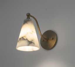 Alabaster Cone Sconce Mid Century Modern Brass Wall Light Fixture