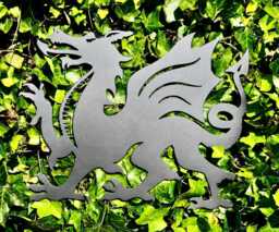 Untreated/Rustic Welsh Dragon Metal Wall Art Gift Y Ddraig Goch Cymru Flag Decor Wales Patriotic Memorial Celtic Christmas - thumbnail 1