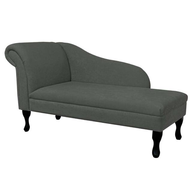 Handmade Plush Steel Grey Chaise Longue Classic Queen Anne Style - image 1