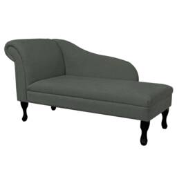 Handmade Plush Steel Grey Chaise Longue Classic Queen Anne Style