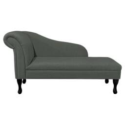 Handmade Plush Steel Grey Chaise Longue Classic Queen Anne Style - thumbnail 2