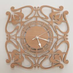 Handmade Wooden Silent Art Deco Wall Clock Up To 90cm in Oak, Cherry Or Walnut - Silver Gold Hands - thumbnail 2