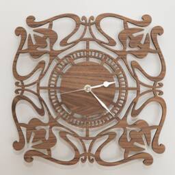 Handmade Wooden Silent Art Deco Wall Clock Up To 90cm in Oak, Cherry Or Walnut - Silver Gold Hands