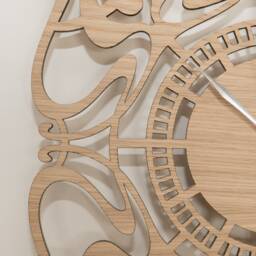 Handmade Wooden Silent Art Deco Wall Clock Up To 90cm in Oak, Cherry Or Walnut - Silver Gold Hands - thumbnail 4