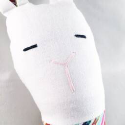 Crinkle Ears Bunny Rattle - Multicolored Pink Teal Blue Green Black Brush Stroke with White Face & Jingle Ball - thumbnail 2
