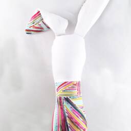 Crinkle Ears Bunny Rattle - Multicolored Pink Teal Blue Green Black Brush Stroke with White Face & Jingle Ball - thumbnail 3
