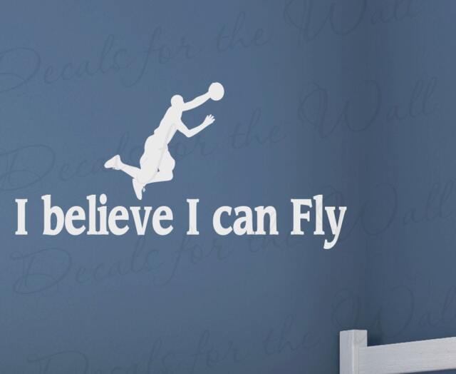 I Believe Can Fly Basketball Boy Sports Themed Kid Room Playroom Vinyl Quote Art Decoration Wall Lettering Decal Sticker Decor S30 - image 1