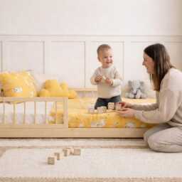 Pine Wood Bed Frame - Montessori Floor Toddler Free Delivery Single, Double - thumbnail 2