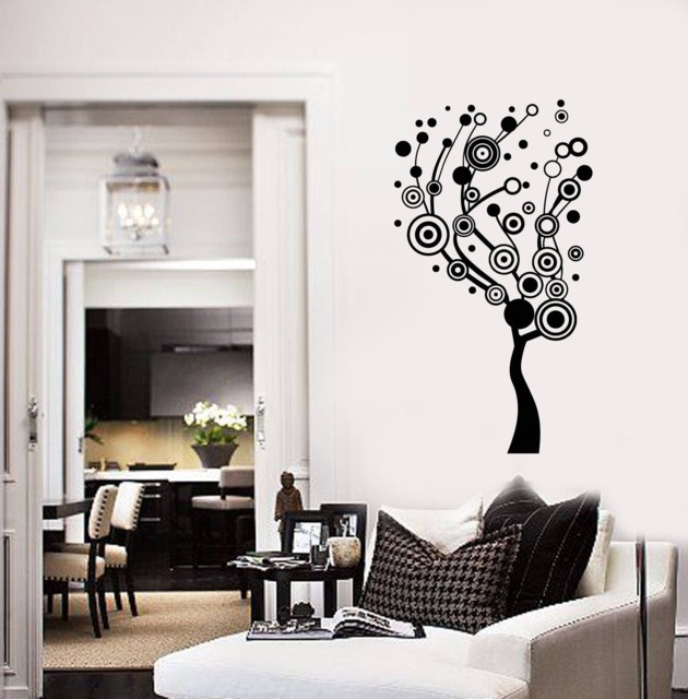 Abstract Tree Vinyl Wall Decal Circles Art Modern Decor For Living Rooms, Bedrooms, Offices, Or Creative Spaces Stickers Mural - #2605Di - image 1
