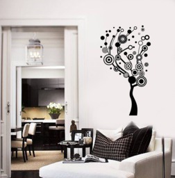 Abstract Tree Vinyl Wall Decal Circles Art Modern Decor For Living Rooms, Bedrooms, Offices, Or Creative Spaces Stickers Mural - #2605Di - thumbnail 1